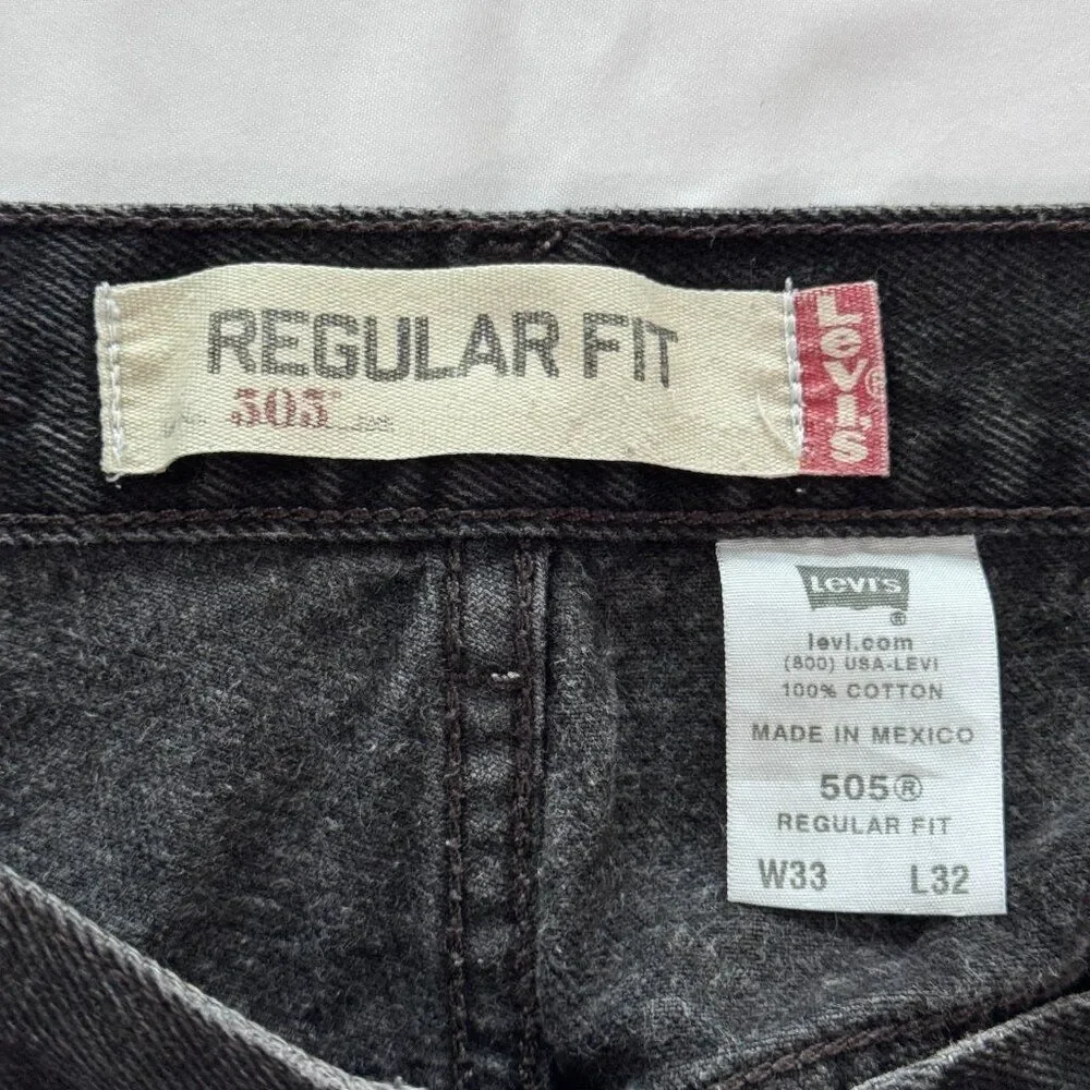 Vintage Levi's 505 Jeans Men's Size 33x32 Black Regular Fit Stretch Cotton Blend